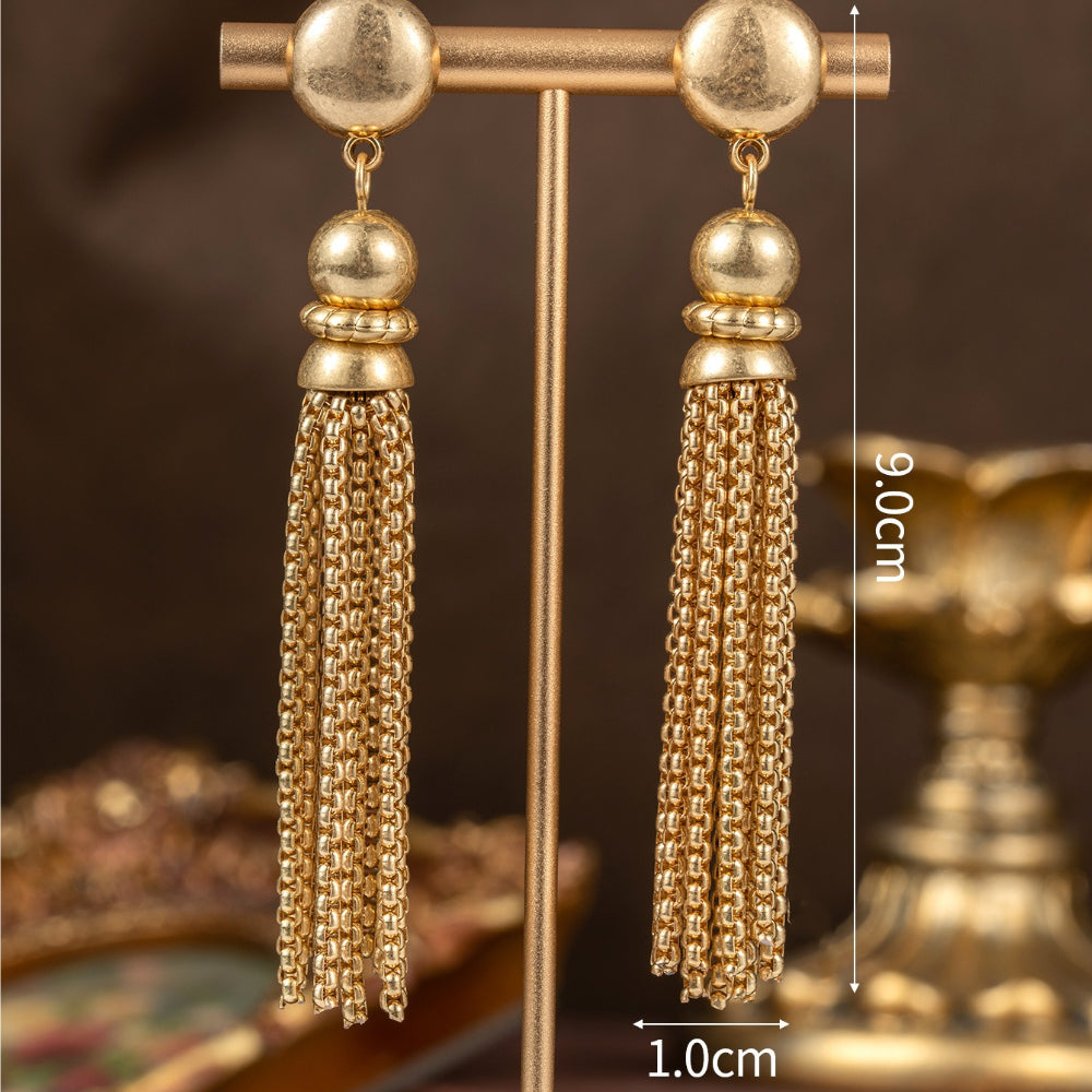 Luxury Gold Tassel Necklace and Earrings Set for Women