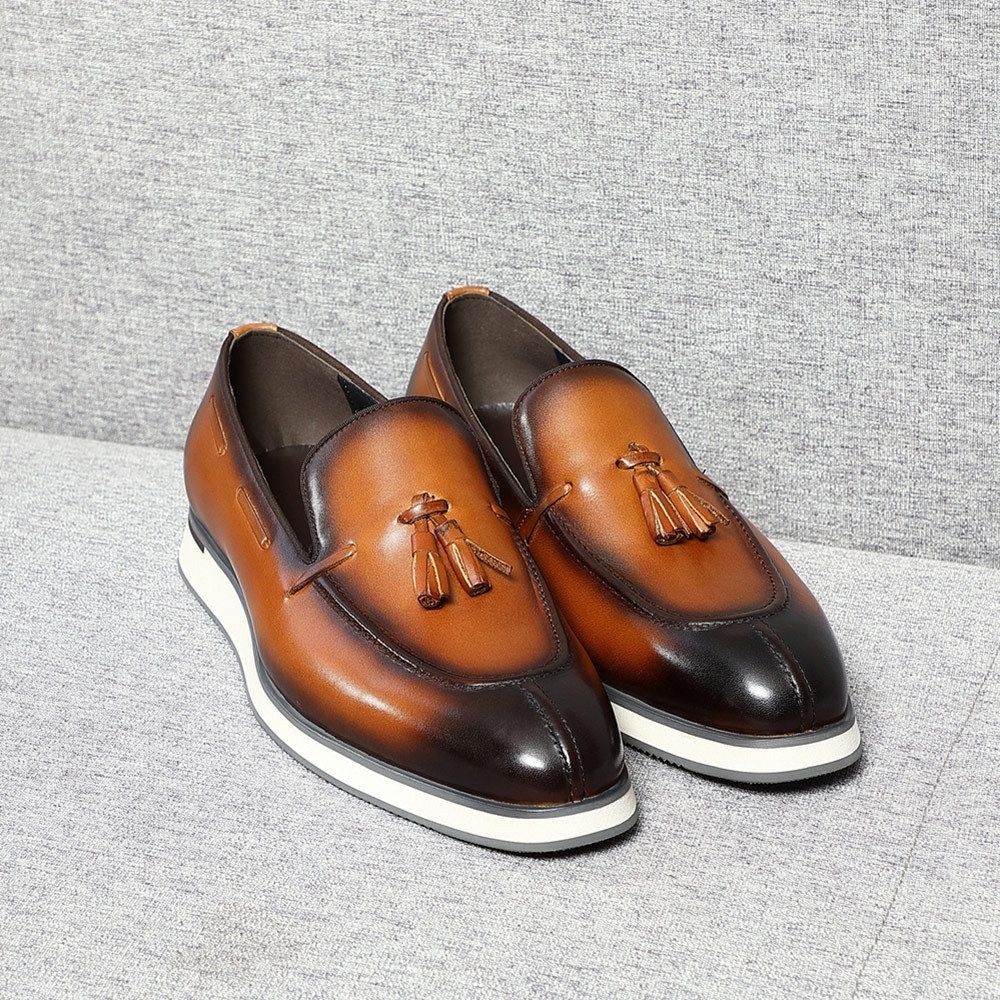 Classic polished tassel loafers men's casual leather shoes