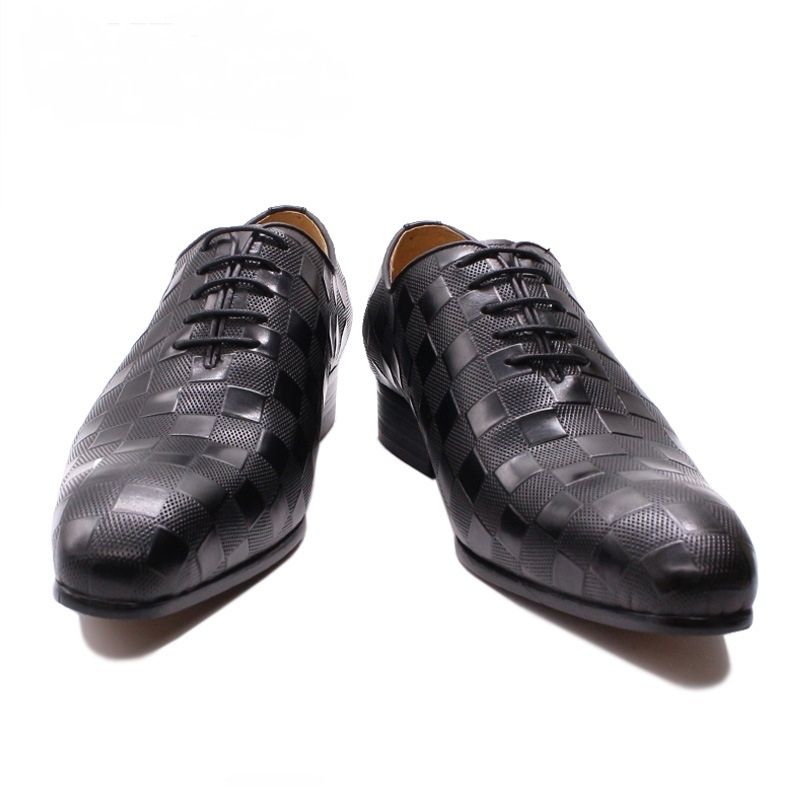 British style embossed leather shoes men's business dress Oxford shoes