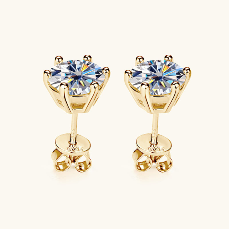 S925 Classic Six-claw Moissanite Stud Earrings