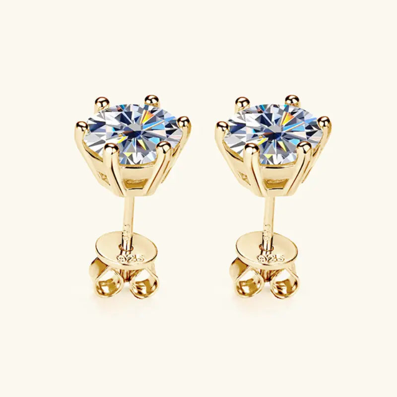 Boucles d'oreilles clous classiques six griffes en moissanite S925