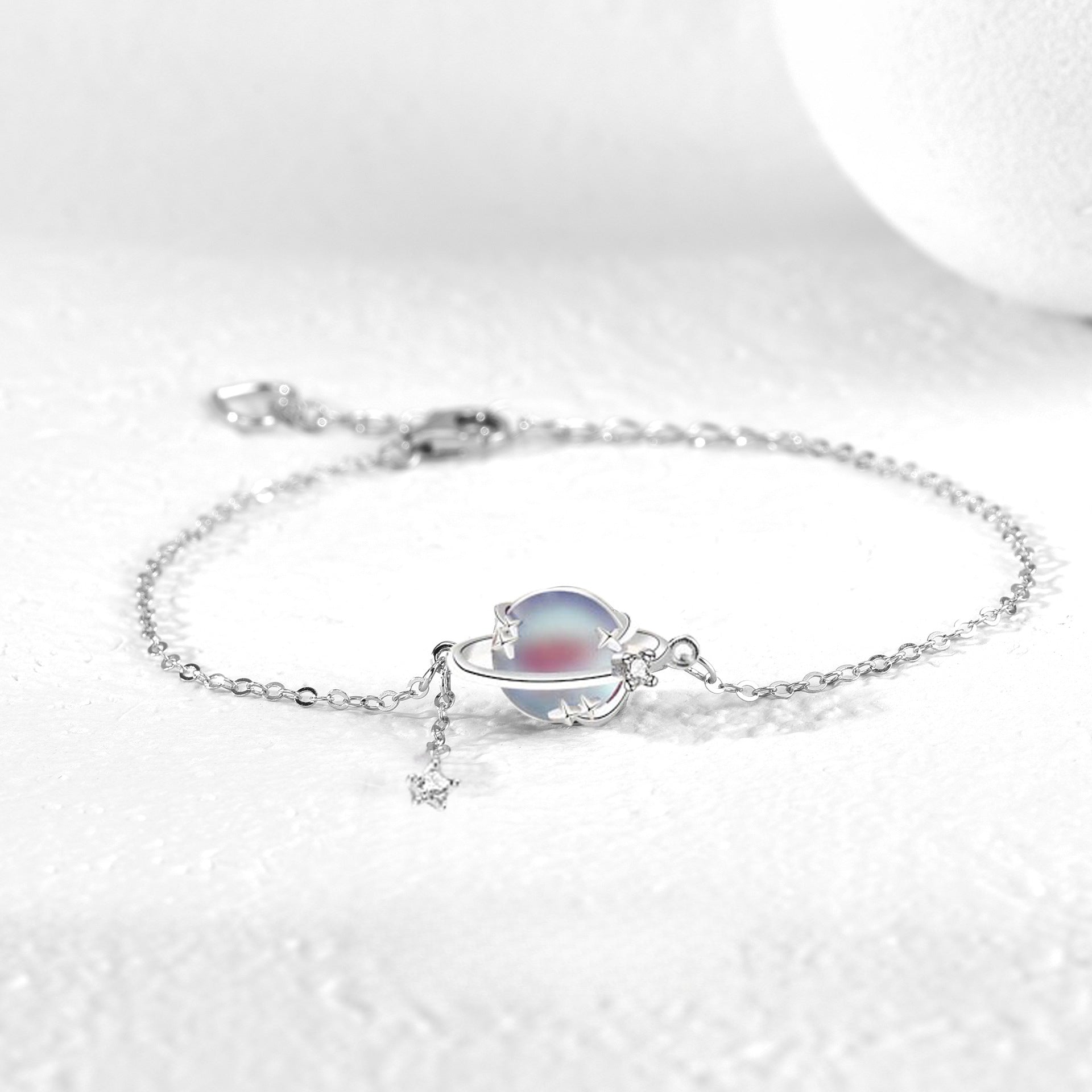 S925 Sterling Silver Planet Moonstone Bracelet