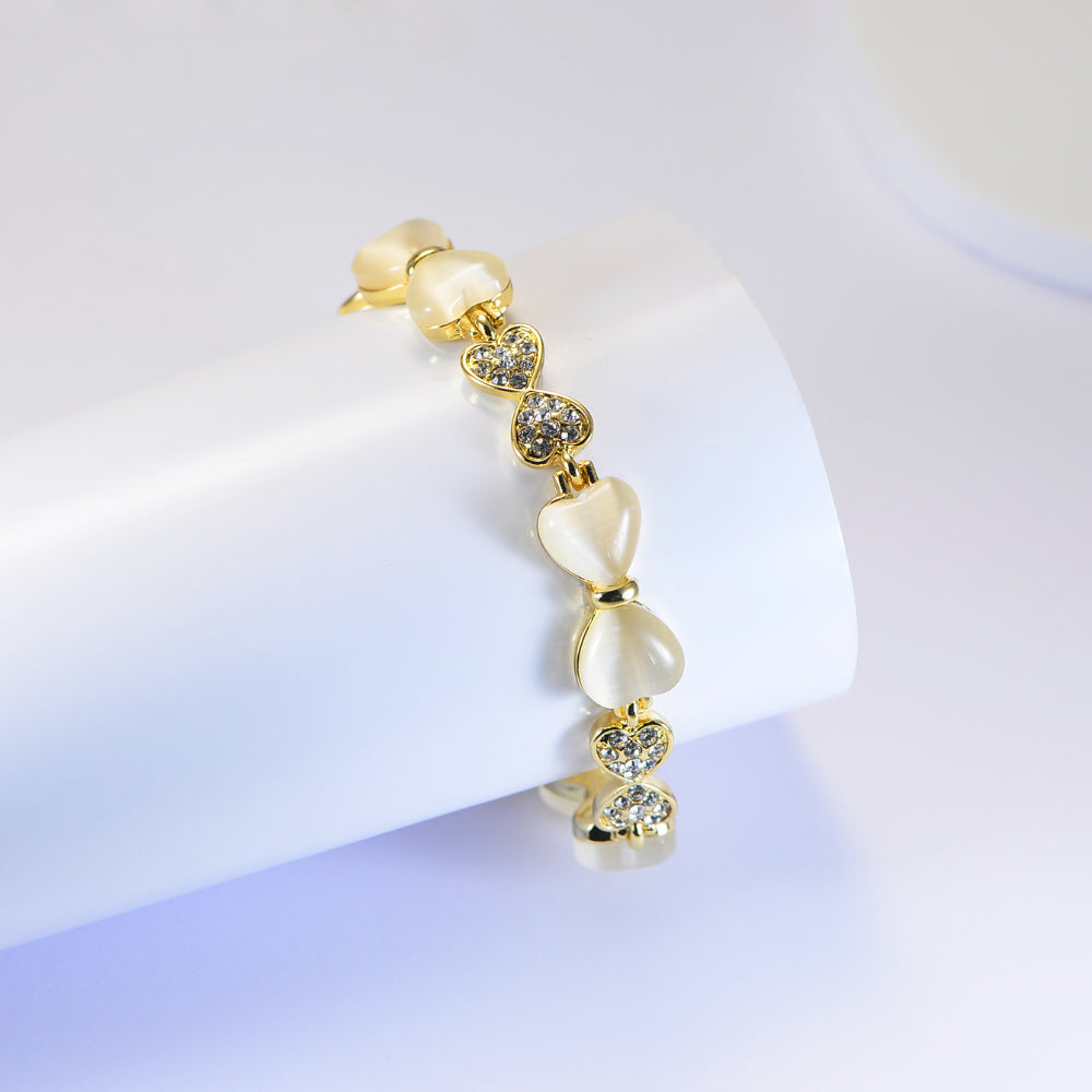 Baroque heart opal bow bracelet