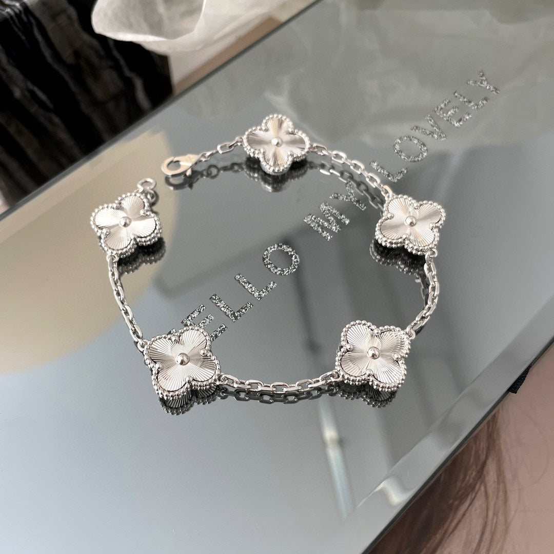 Sterling Silver Clover Laser Bracelet