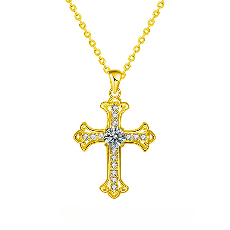 S925 Sterling Silver Mozzarella Cross Necklace