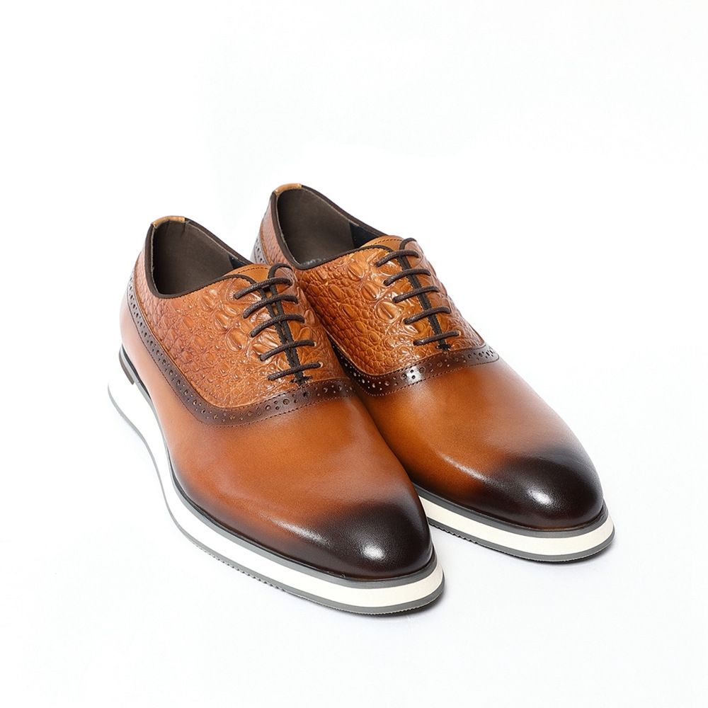 Fashion Genuine Leather Brock Oxford Shoes Men's Dress Leather Shoes