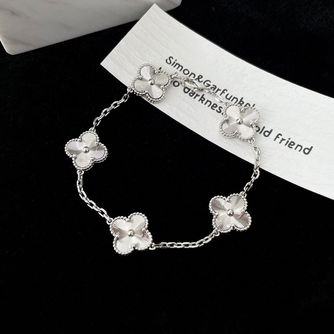 Sterling Silver Clover Laser Bracelet