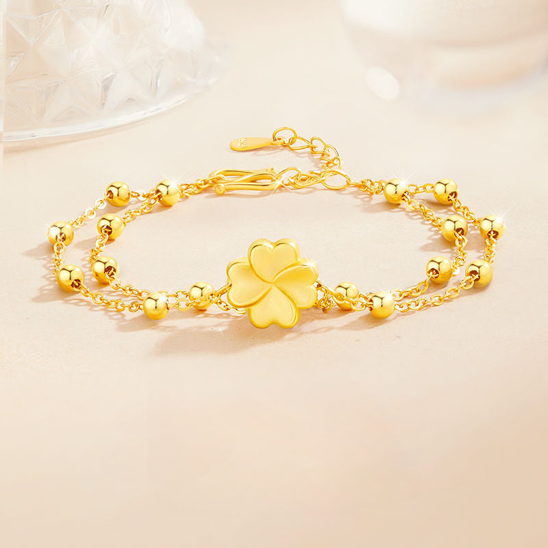 S925 Sterling Silver Heart Clover Bracelet