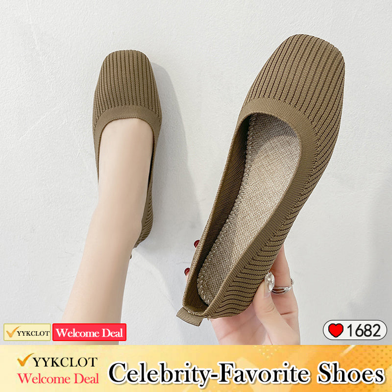 Fashion woven square head soft sole lazy loafers