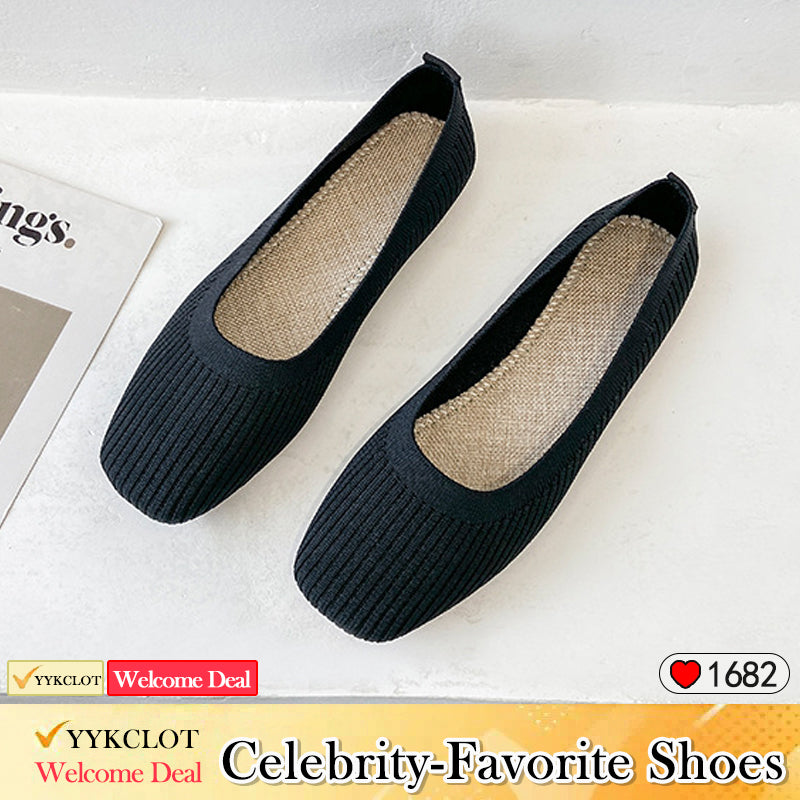 Fashion woven square head soft sole lazy loafers