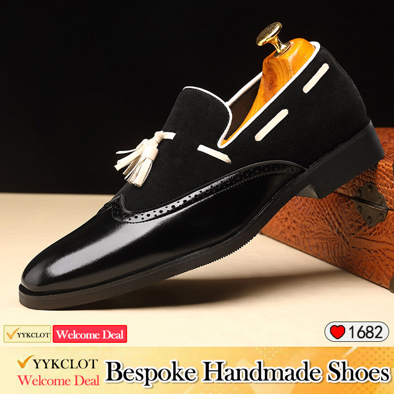 Fashion Business Splicing Leather Fringed Men's genuine leather loafers mens casual shoes for men Plus Size slip on shoes men Office, Party, Banquet, Wedding