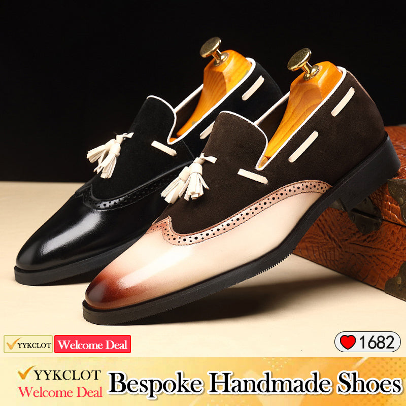 Fashion Business Splicing Leather Fringed Men's genuine leather loafers mens casual shoes for men Plus Size slip on shoes men Office, Party, Banquet, Wedding