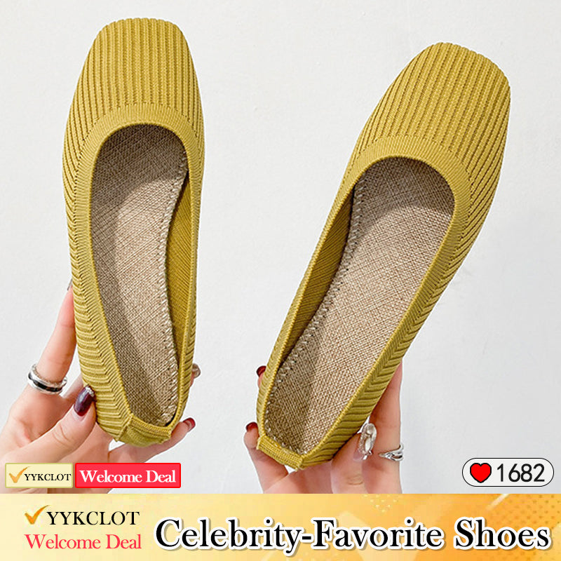 Fashion woven square head soft sole lazy loafers