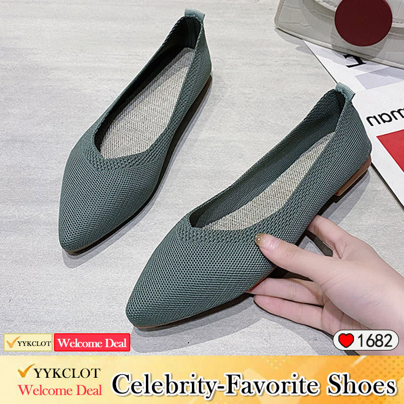 Stylish pointed woven comfortable flat loafers