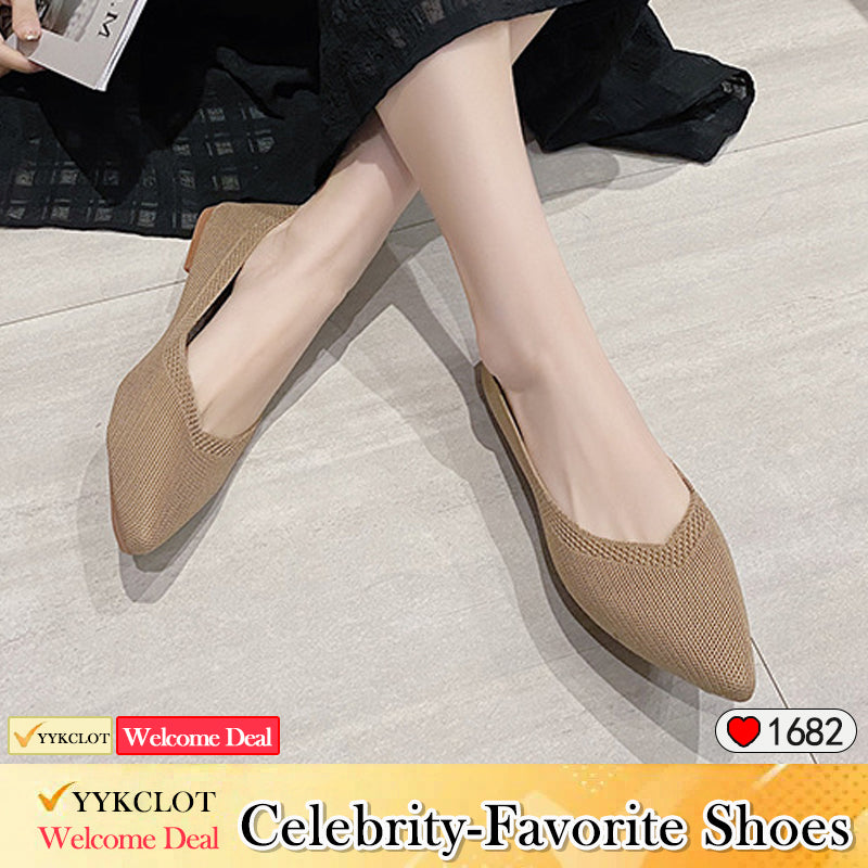 Stylish pointed woven comfortable flat loafers