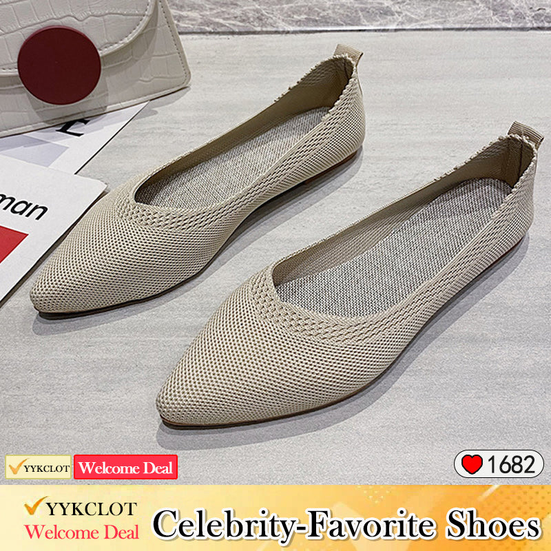 Stylish pointed woven comfortable flat loafers