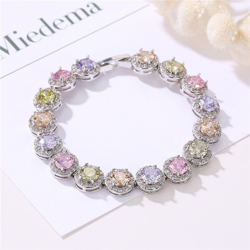 Fashion colored gemstone studded diamond bracelet