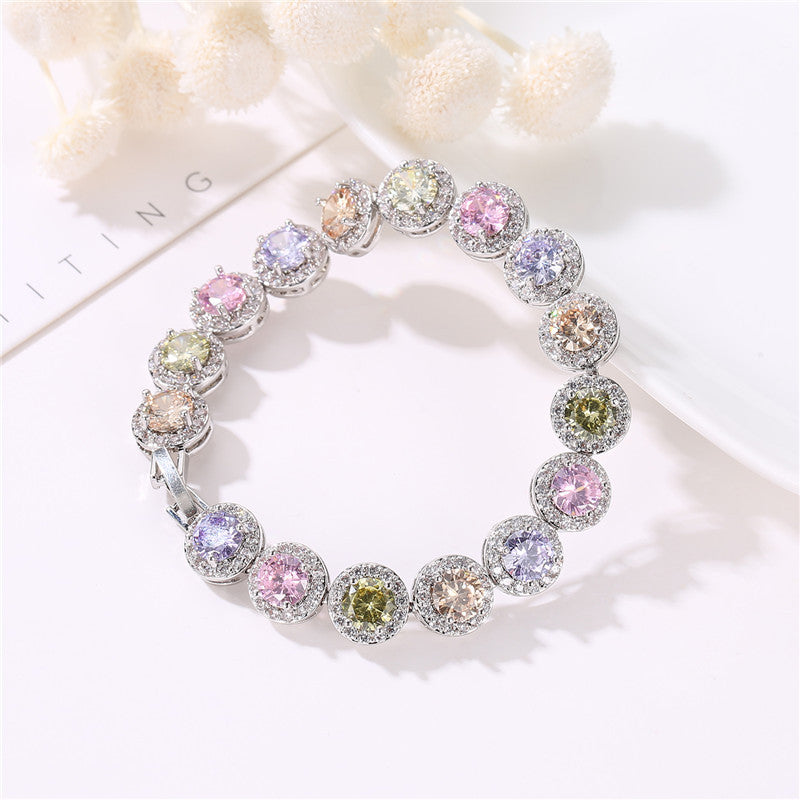 Fashion colored gemstone studded diamond bracelet