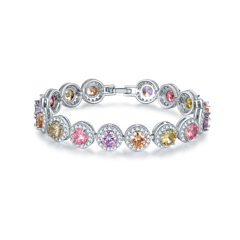 Fashion colored gemstone studded diamond bracelet