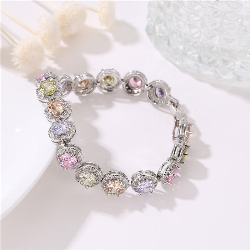 Fashion colored gemstone studded diamond bracelet