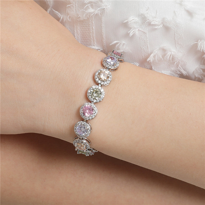 Fashion colored gemstone studded diamond bracelet