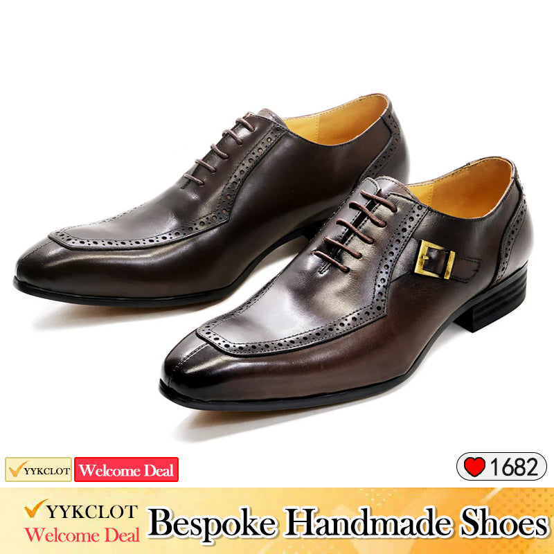 Black Leather Business Brock Shoes Office Casual Dress Oxford Shoes