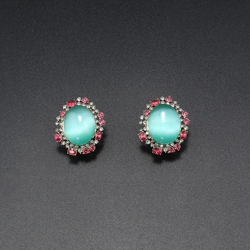 Élégant ensemble de bijoux en cristal turquoise et rose doré pour galas
