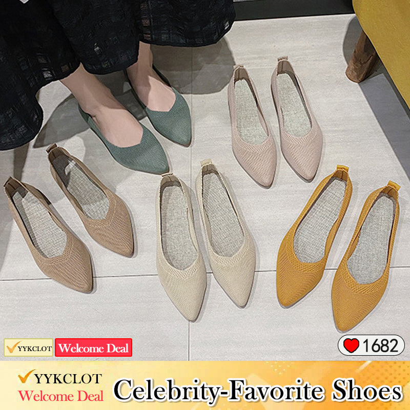 Stylish pointed woven comfortable flat loafers