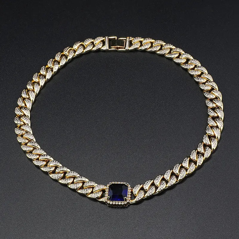 Parure Collier, Bracelet et Boucles d'Oreilles Maillons Cubains de Luxe en Or 18K pour Soirées de Gala