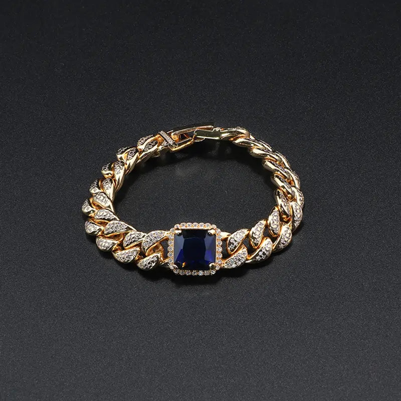 Parure Collier, Bracelet et Boucles d'Oreilles Maillons Cubains de Luxe en Or 18K pour Soirées de Gala