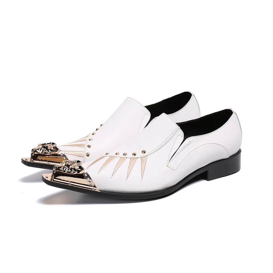 White metal accessories men's party dress shoes