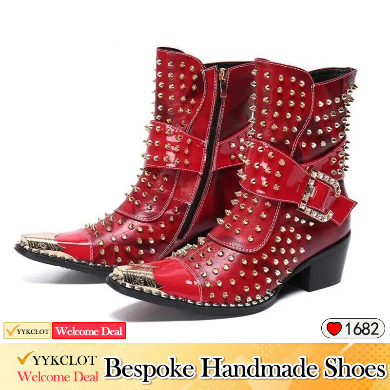 Black Genuine Leather Motorcycle Boots Heels Mens Party leather boots HIGH HEELS, POINTED LEATHER BOOTS, MEN'S SHOES, COWBOY BOOTS, MOTORCYCLE BOOTS, CHELSEA BOOTS,shoes for men