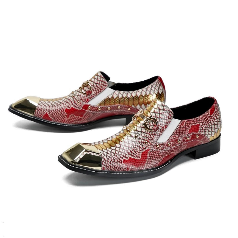 Red fashion serpentine dress shoes Men's business dress shoes