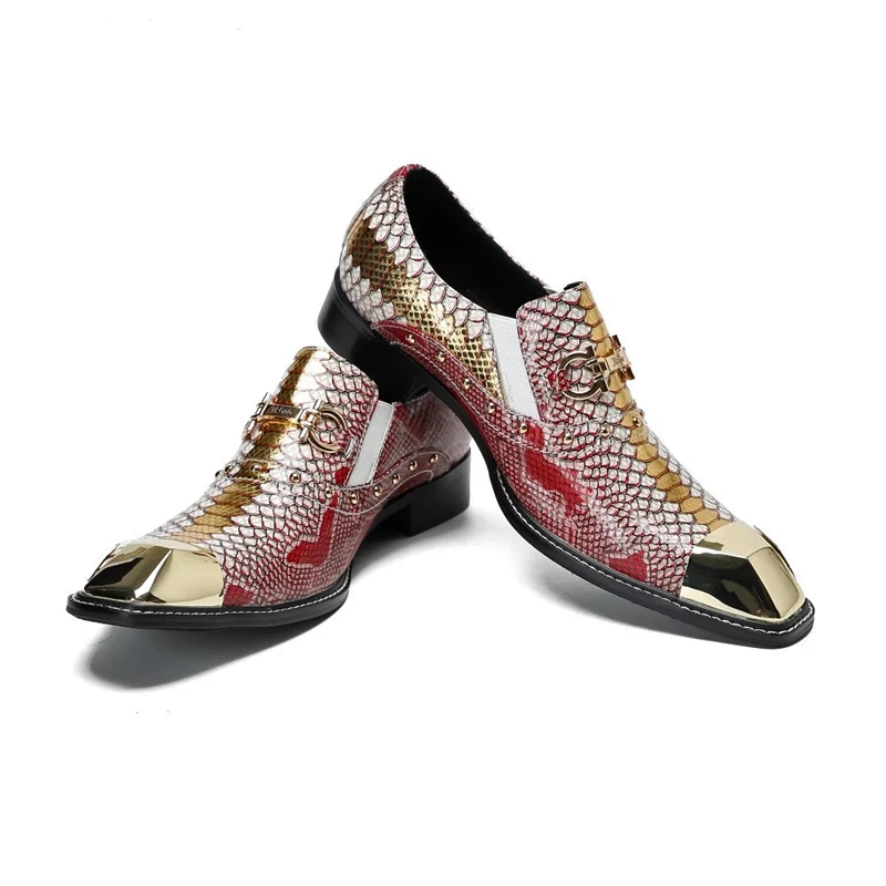 Red fashion serpentine dress shoes Men's business dress shoes