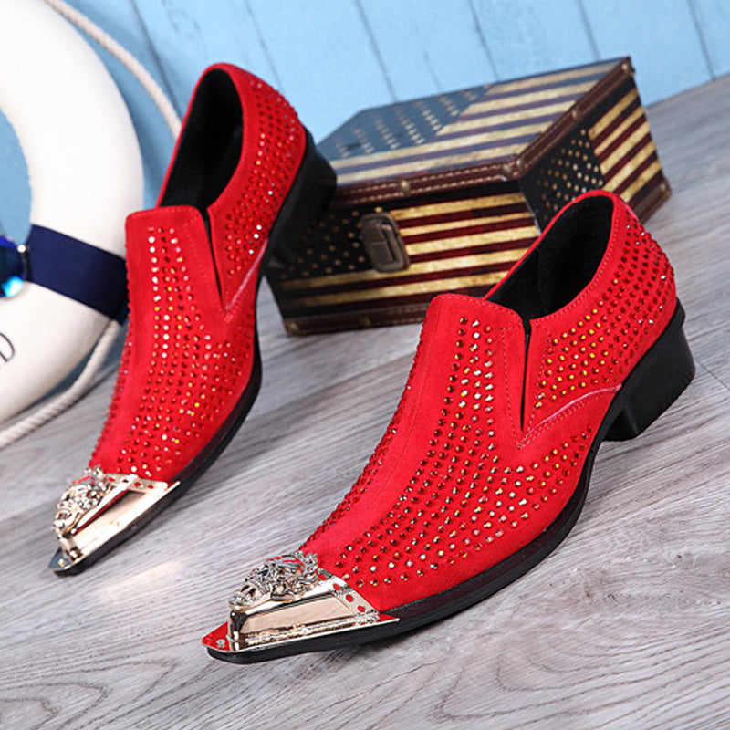Red trend pointed Party Shoes Men's fashion dress shoes