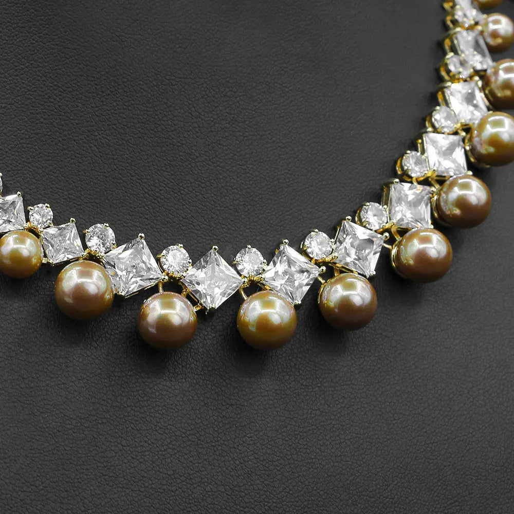 Parure de bijoux de mariage polyvalente en perles Collier et boucles d'oreilles