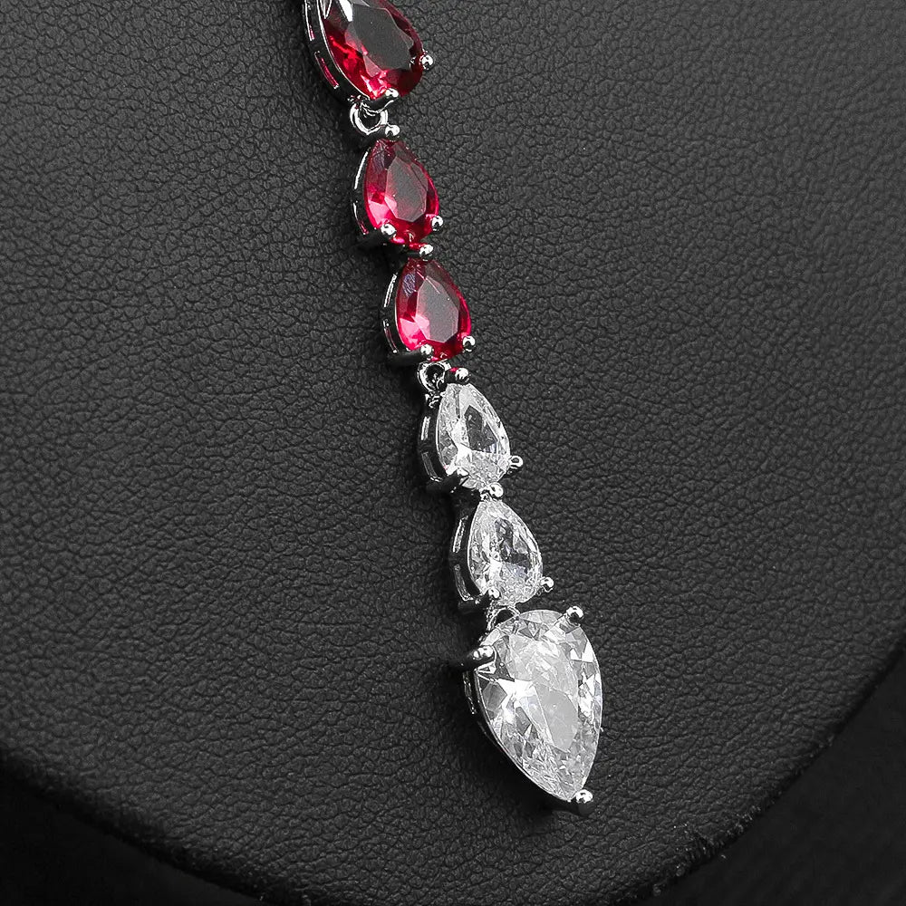 Luxury Green Crystal Y Necklace Set – Sparkling Drop Earrings Jewelry