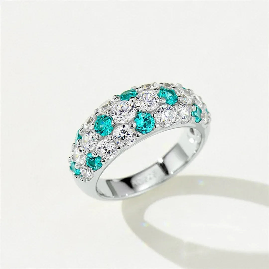 Bague en argent sterling, or rose et diamants roses