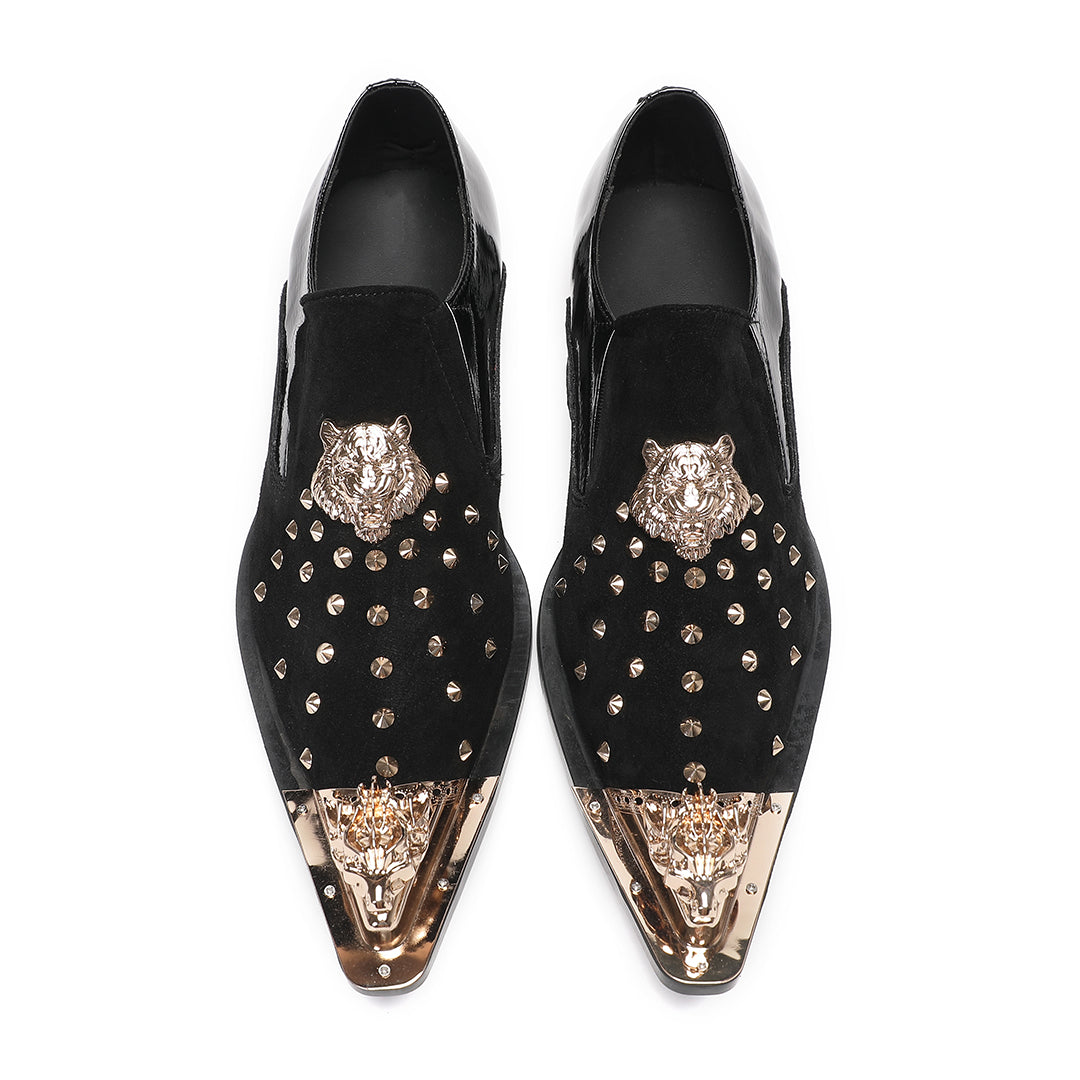 Black Musk Leather Rivet Business men Dress Shoes