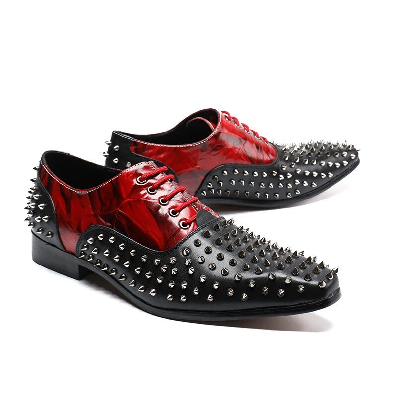 Hand-studded lace-up party shoes men's flash dress shoes