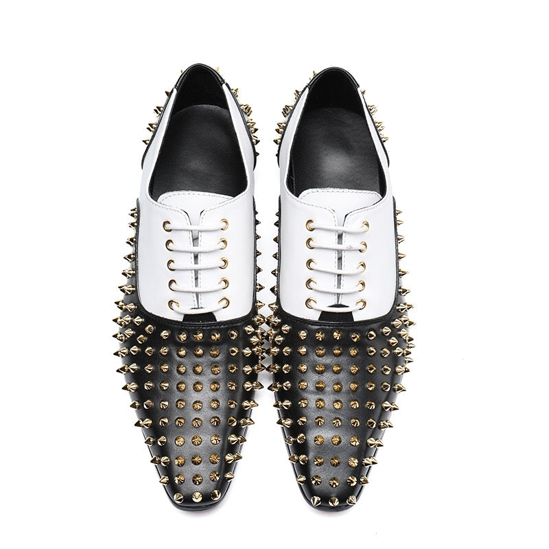 Hand-studded lace-up party shoes men's flash dress shoes
