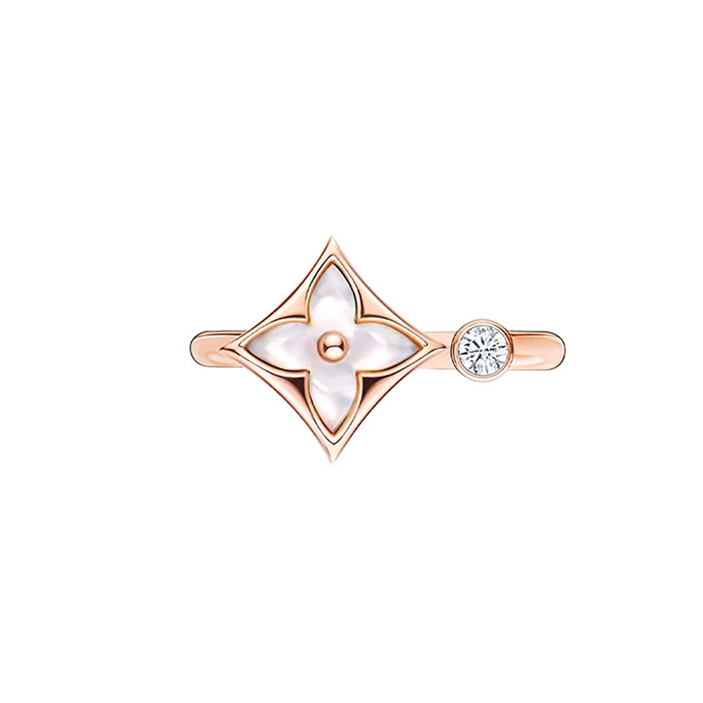 Fashion Clover White Fritillaria Open Ring