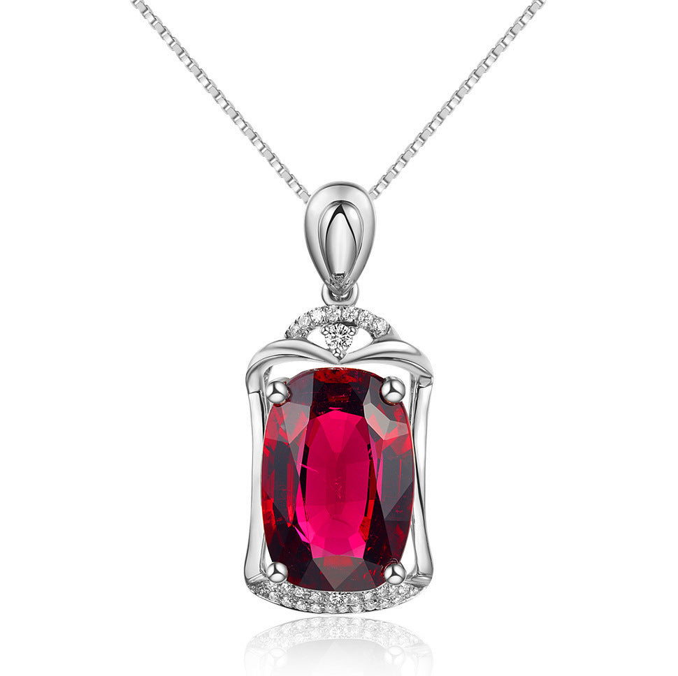 18K Rose Ruby Colored Treasure Pendant Necklace