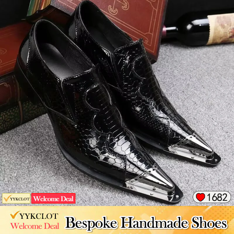 Gold handmade custom shoes Men's fashion dress shoes for men Plus Size derby shoes,Office,Party,Banquet,Wedding,Oxfords mens brogue shoes