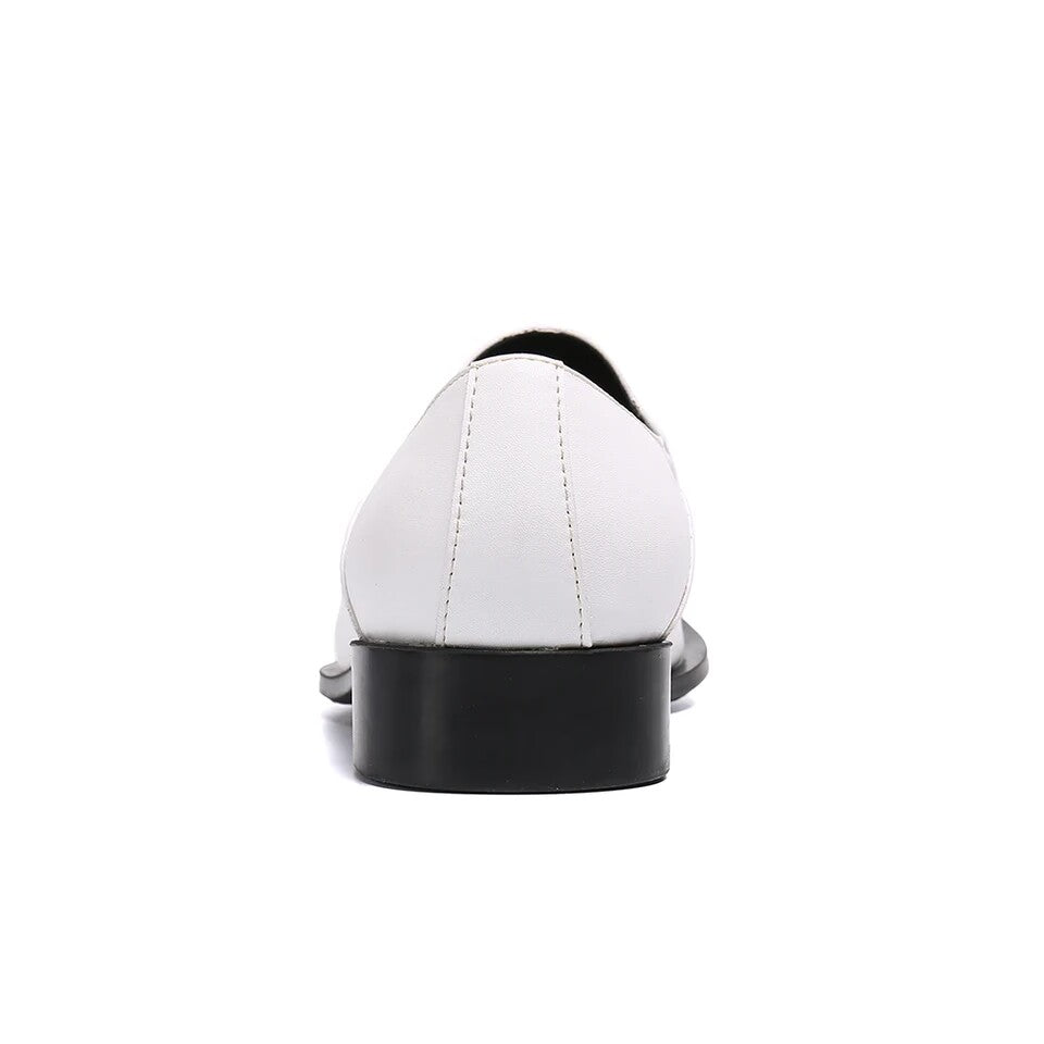 Weiße, bestickte, spitze Herren-Partyschuhe