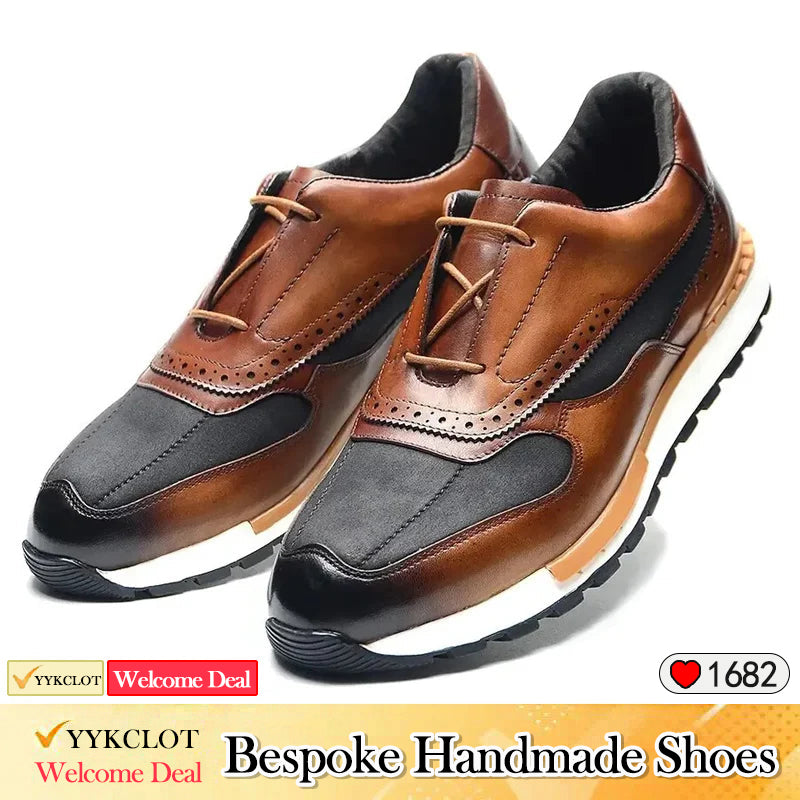 Chaussures décontractées en cuir noir Baskets plates tendance pour homme