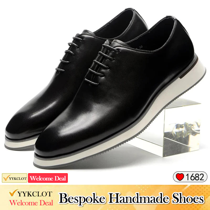 Chaussures décontractées en cuir noir Baskets plates tendance pour homme