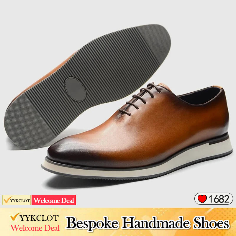 Chaussures décontractées en cuir noir Baskets plates tendance pour homme