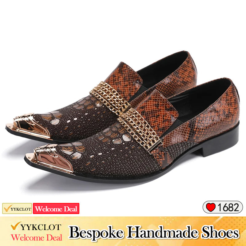 Gold handmade custom shoes Men's fashion dress shoes for men Plus Size derby shoes,Office,Party,Banquet,Wedding,Oxfords mens brogue shoes