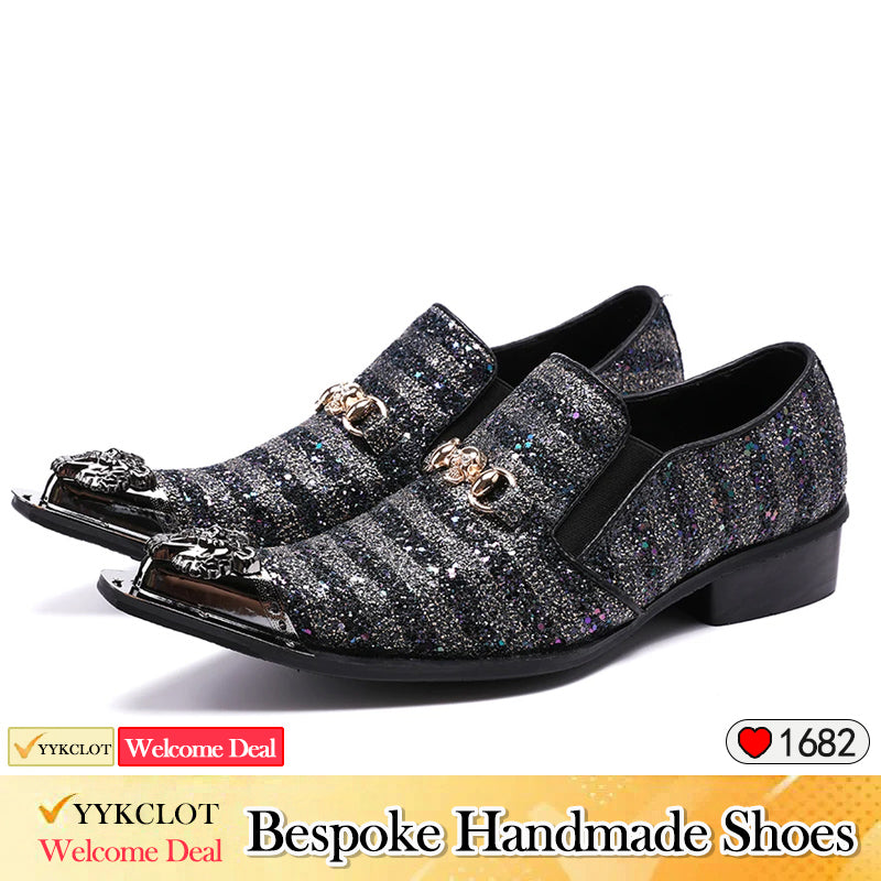 Spitz zulaufende Business-Schuhe für Herren mit Pailletten